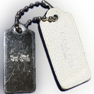 COACH HORSE & CARRIAGE SILVER NICKEL FOB BAG CHARM KEYCHAIN 2 HANG TAGS
